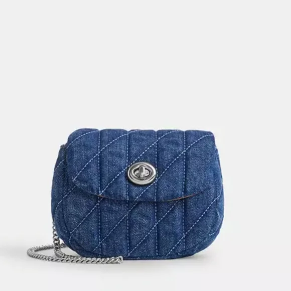 Coach Denim Blue and Silver Quilted Crossbody Bag - Picture 3 of 4